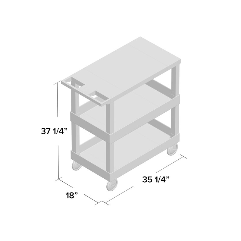 Black Heavy Duty 3-Shelf Utility Cart with Casters