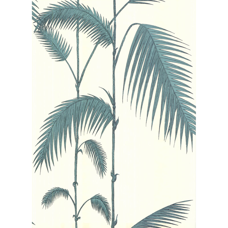 Icons Palm Leaves Floral Wallpaper Roll, White/Blue