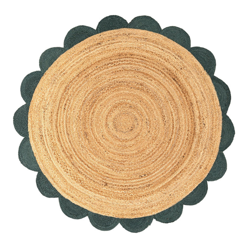 Cosner Hand Braided Area Rug, Round 5'1"