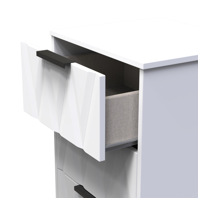 Las Vegas 45cm W Manufactured Wood Bedside Table, White Matt