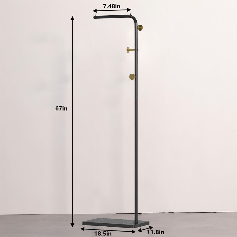 Freestanding Metal Coat Rack For Entryway And Corner, Black