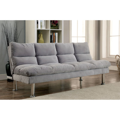 Gray Futon With Contemporary Microfiber Upholstery And Finish Legs, Converts To Bed Extra Support For Model Building, 67"l X 28"w 31"h Legs Support, R