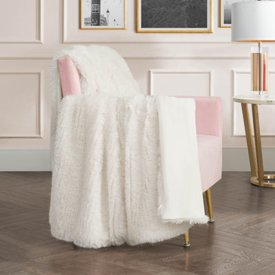 Juicy Couture Big Fluffy Solid Faux Fur 50 x 70 Throw Blanket