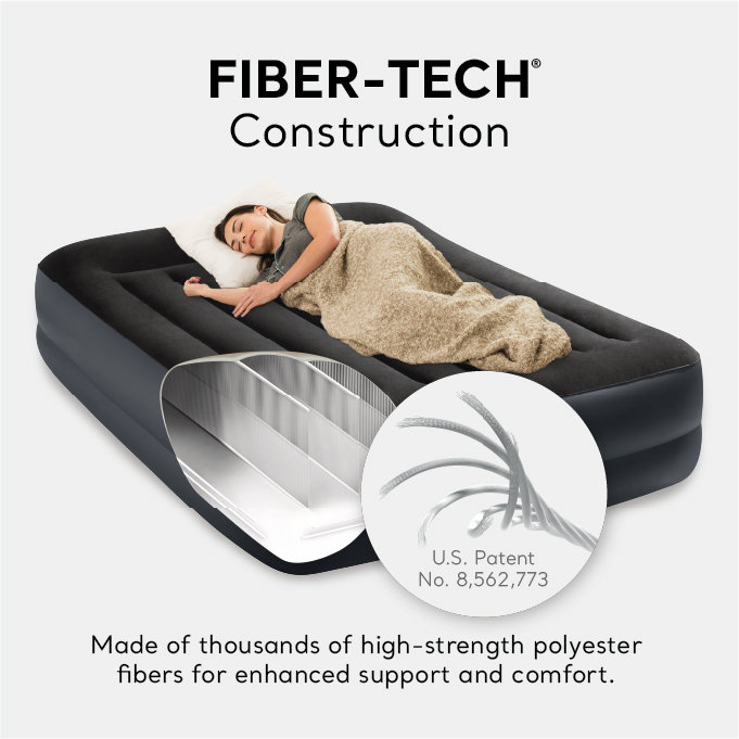 Queen Black Raised Air Mattress with Built-In Pump