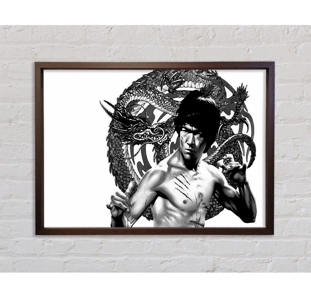 Bruce Lee Dragon B N W - Einzelner Bilderrahmen Kunstdrucke auf Leinwand