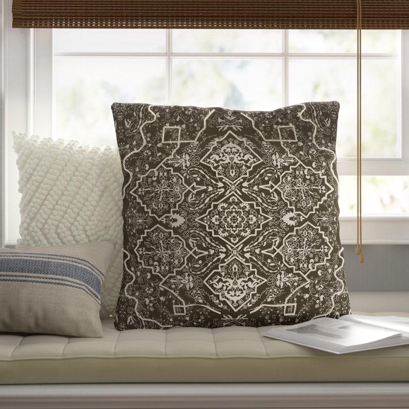 Caitlyn Damask Square Pillow Cover, Blue, 20" H x 20" W x 4" D, Polyester/Polyfill