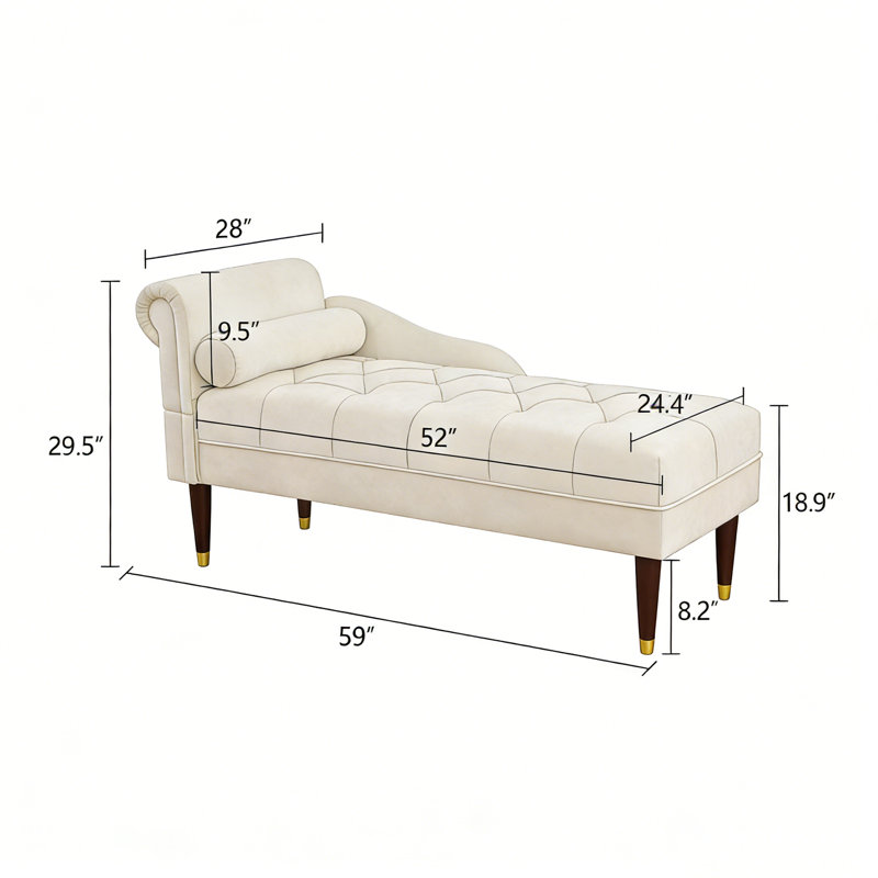 Méridienne en chenille blanc moderne et minimaliste - structure en bois massif, éponge haute densité, fauteuil simple confortable et décontracté