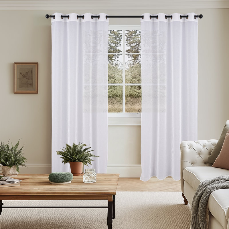 Draycott Semi Sheer Curtain Panel Pair, 52" W x 108" L