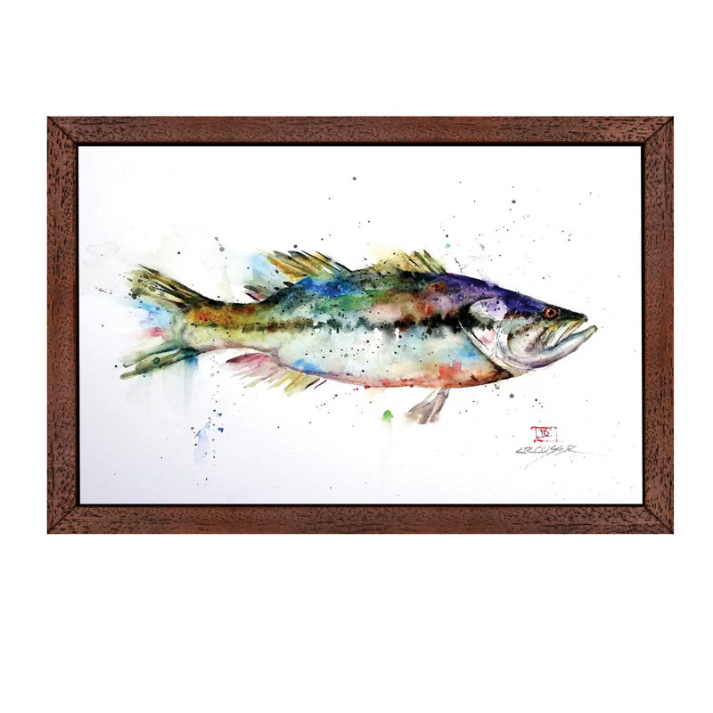 Largemouth - Painting on Canvas, 66.04 cm H x 45.72 cm W, Brown Floater Framed