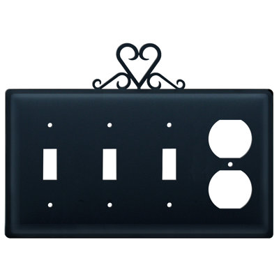 Heart 4-Gang Duplex Outlet / Toggle Light Switch Combination Wall Plate