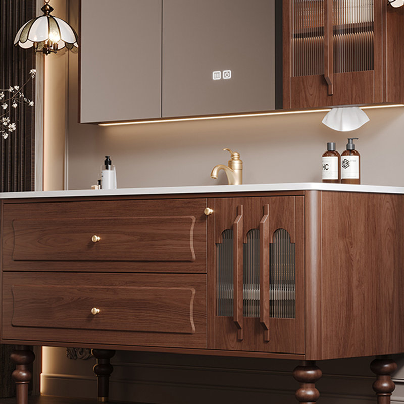 Armoire de salle de bain sur pied de style médiéval, H 32,68 po x l 51,18 po x P 21,65 po