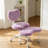 Artificial Rabbit Hair Meditation Chair Plus, Cross Legged Chair With Wheels, ADHD Chair, Criss Cross Desk Chair With Lumbar Support And Adjustable Stool, Flexible Design For Fidgety Sitters, Violet