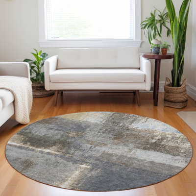 Machine Washable Indoor/Outdoor Christain ACN1355 Khaki Rug