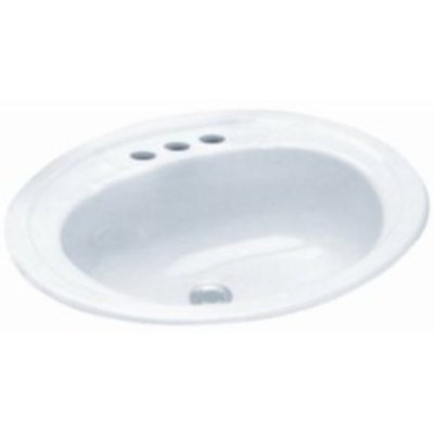 Lavabo de salle de bain ovale blanc en porcelaine vitreuse avec robinet et trop-plein