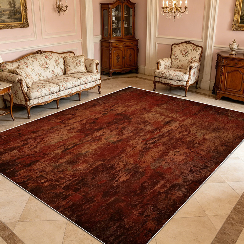 1PC distressed terracotta abstract textured vintage area rugs for Living Room, Soft and Comfortable, Suitable for all seasons, easy-to-maintain, machine washable Indoor floor mat, Under Table Farmhouse suitable for dining room, bedroom, kitchen