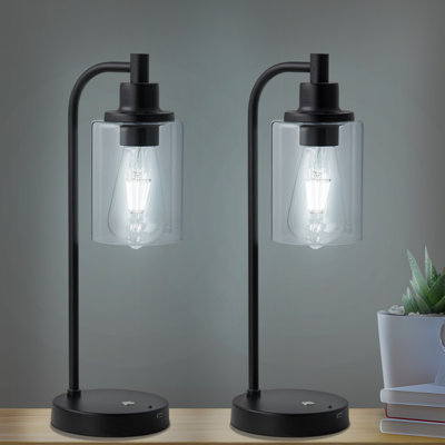 2-pack 16” 3cct Dimmable Cordless Table Lamp With St64 Edison Bulbs And Remote Control