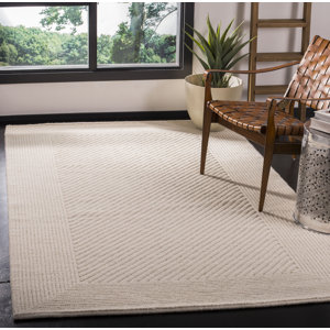 Brookneal Hand-Woven Flatweave Wool/Cotton Ivory Area Rug