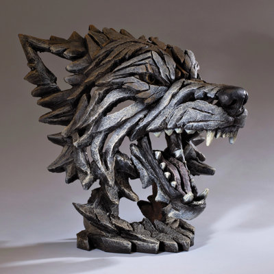 Sculpture de buste de loup H 14 po