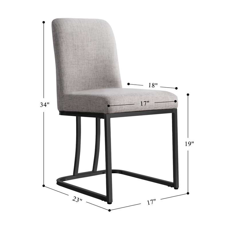 Chaise d'appoint rembourrée à dossier Khaleed, Gris, Noir