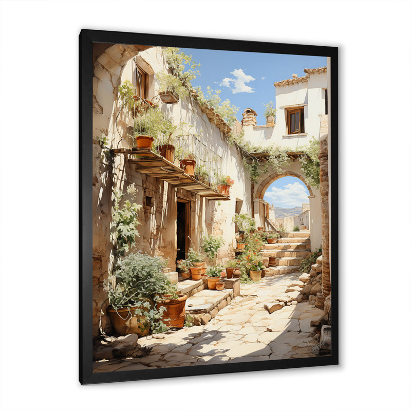 Espagne, village andalou I - reproduction, Cadre photo noir, H 32 po x l 16 po x P 1 po