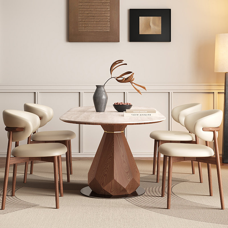 Giese Rock plate dining table and chair combination, 29.52"H x 70.86"L x 31.49"W