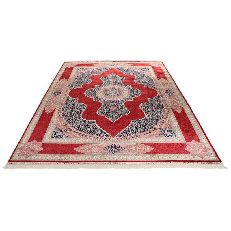 Tapis turc rouge et ivoire 9 x 12