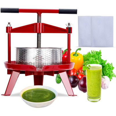 Heavy-Duty Stainless Steel Fruit & Wine Press – Manual Juicer, T-Handle, Swing Cross-Beam, Triangular Structure, Easy Clean – 2.38 Gallon for Home Brewing, Cider, Grapes – USA