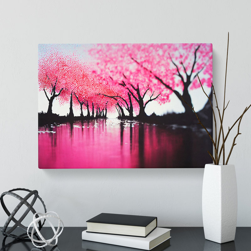 Cherry Blossom Tree Park - Wrapped Canvas, 50cm H x 76cm W x 3cm D