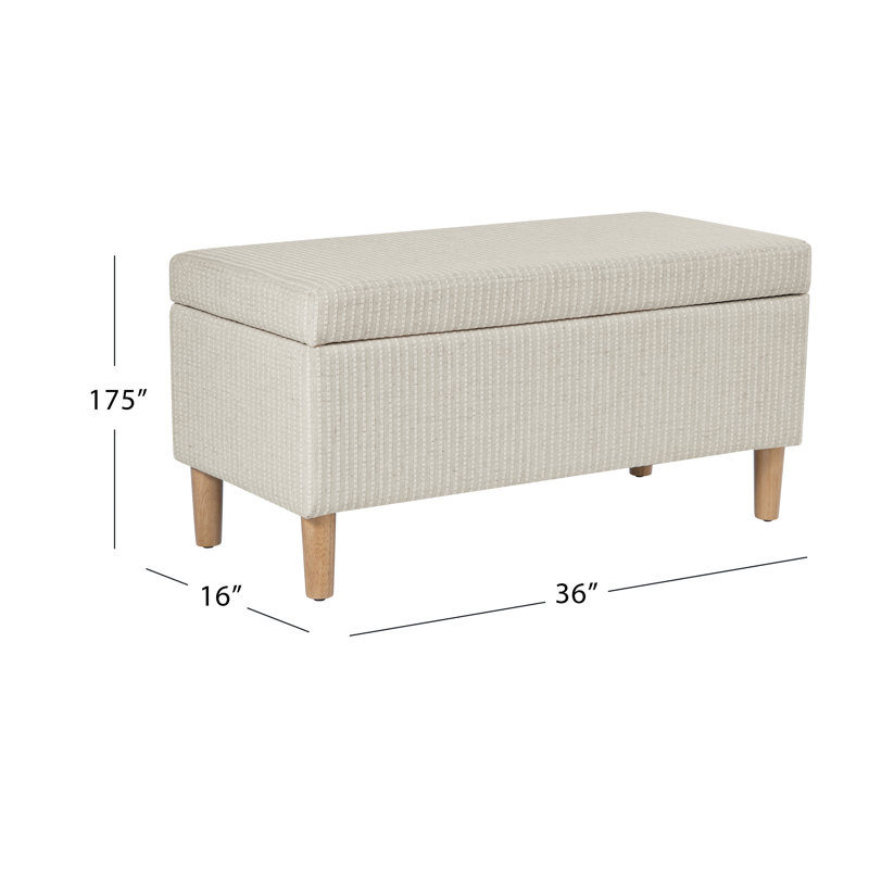 Besart Upholstered Storage Bench, White Woven Stripes