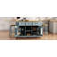 Grand îlot de cuisine de 53 pouces avec rallonge, prise de courant, support de rangement interne pour porte, chariot de cuisine sur roulettes sur 5 roulettes avec 5 supports latéraux ouverts pour la cuisine (deux ensembles) (tabourets non inclus)-1502253362