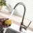 Stainless Steel Kitchen Sink Faucet - Single Handle, Brushed Nickel, Build Ceramic Cartridge