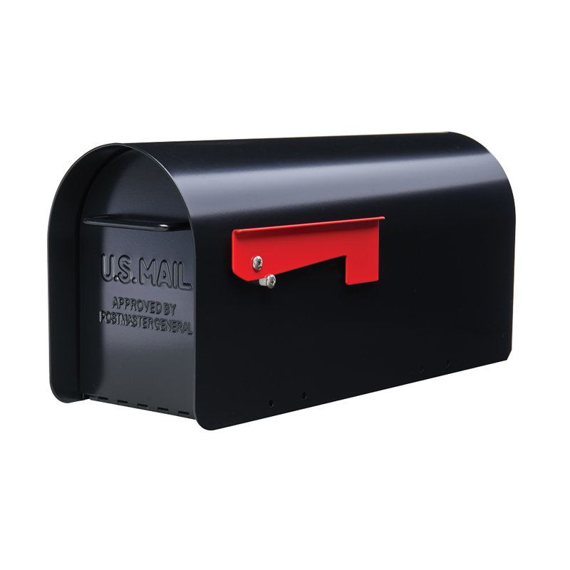 Ironside Black Post-Mount Mailbox with Magnetic Closure