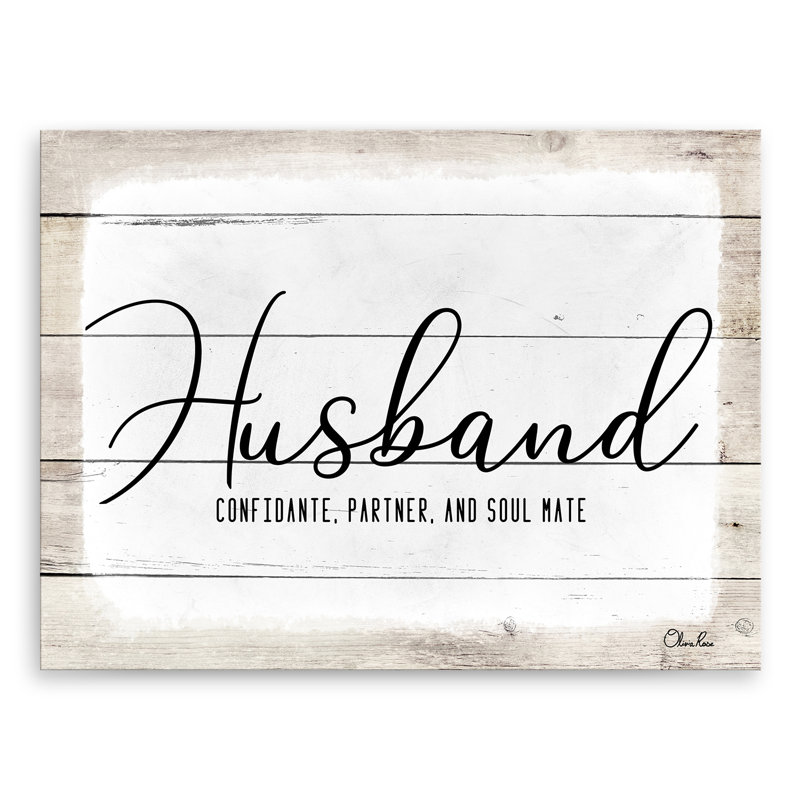 «Husband» par Olivia Rose - reproduction d'art textuel sur toile tendue, H 12 po x l 16 po x P 1,5 po
