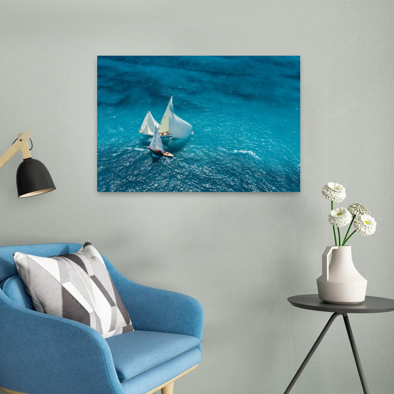 Art contemporain, paysage abstrait, océan, H 16 po x l 24 po