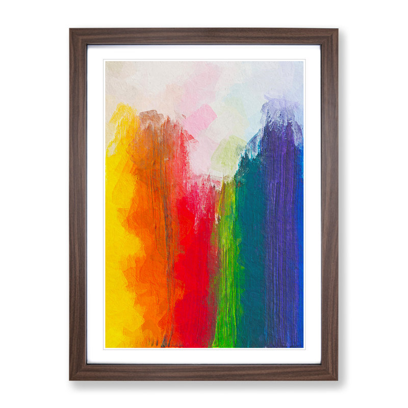 XV1022-4709X Touching The Rainbow Abstract - Print, Walnut Framed, 66cm H x 48cm W, White