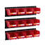 Bacs de rangement muraux, 12 bacs en plastique et 3 rails en métal, bac de rangement empilable en plastique pour les vis, écrous, boulons, clous, organisateur d'outils de quincaillerie pour atelier, salle d'artisanat, garage, rouge-356451310