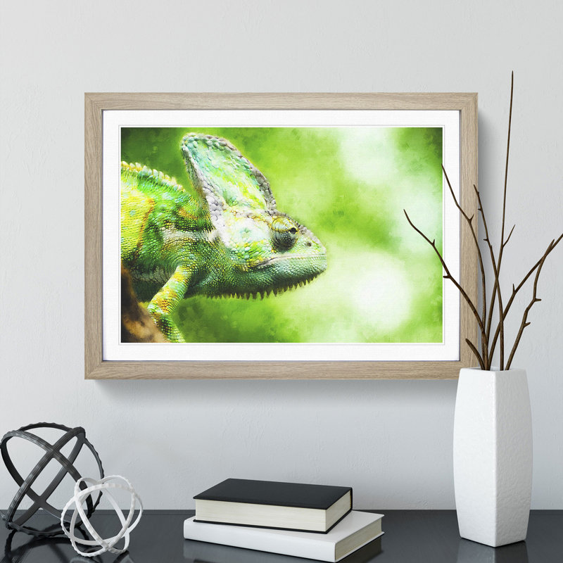 Chameleon Lizard Vol.1 - Framed Print, 27cm H x 36cm W x 2cm D, Oak Framed