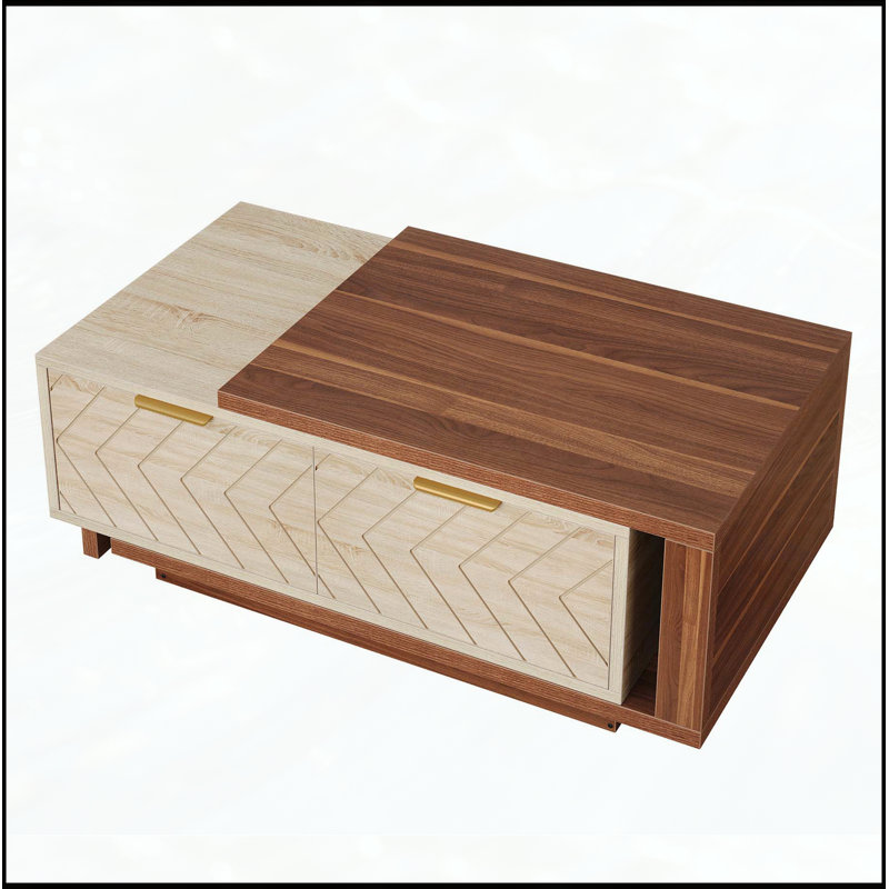 Table basse extensible, table basse centrale avec 2 tiroirs de rangement