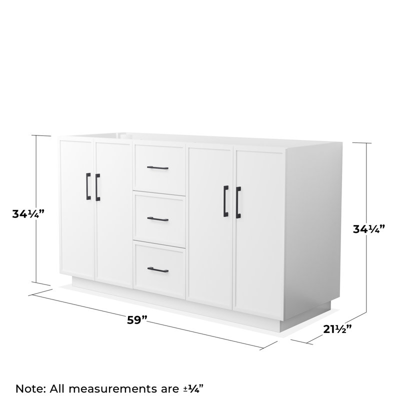 Base de meuble-lavabo double autoportant 59 po Elan TK, Blanc, Noir mat