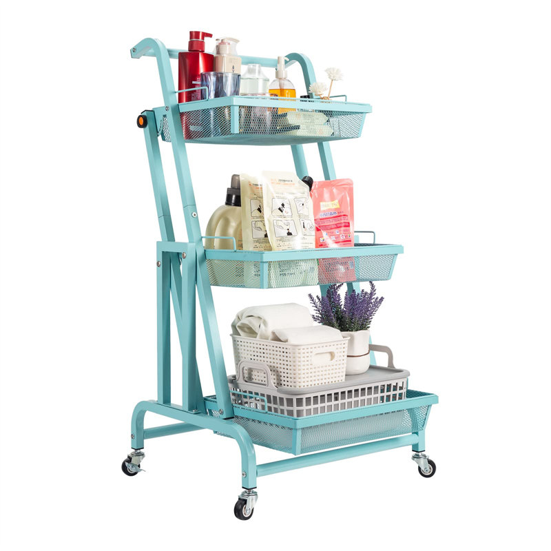 37.99'' H x 18.11'' W Utility Cart with Wheels, Blue