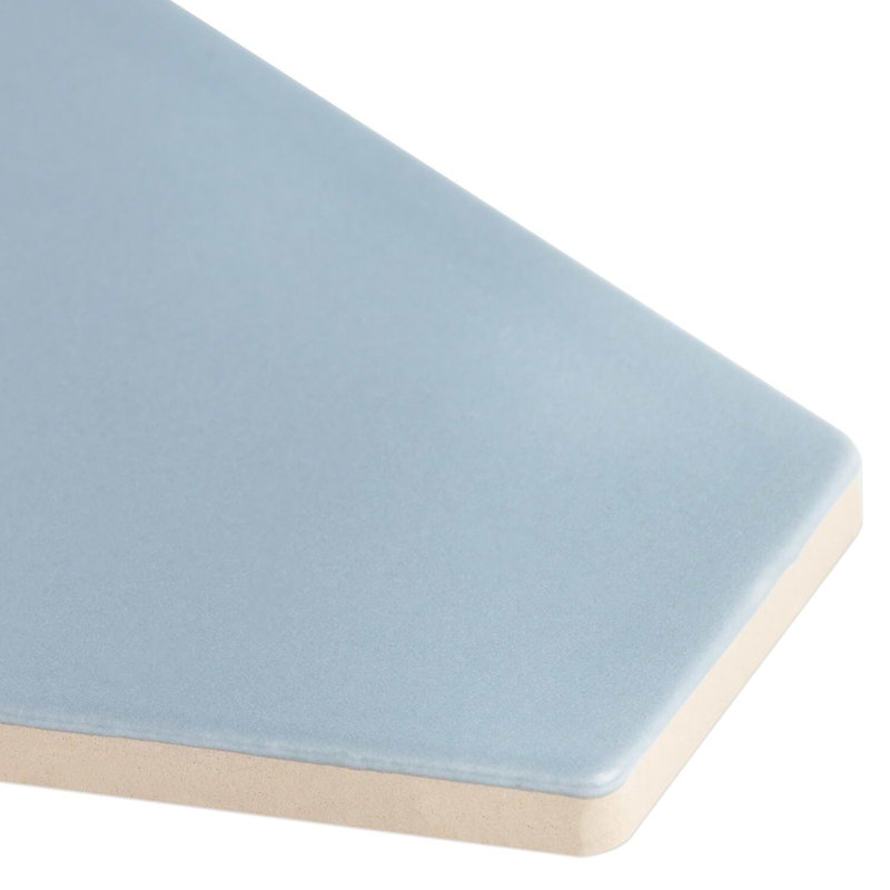 Manchester 4x8 Hexagon Glossy Ceramic Tile, Dew Blue