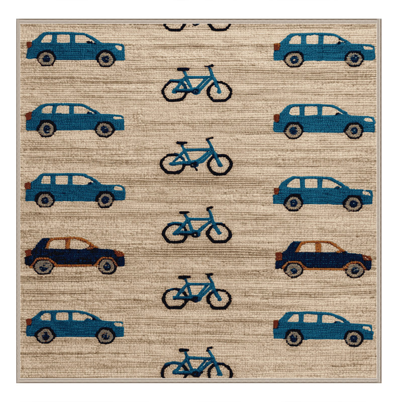 Tapis beige lavable à la machine, Carré 8 pi