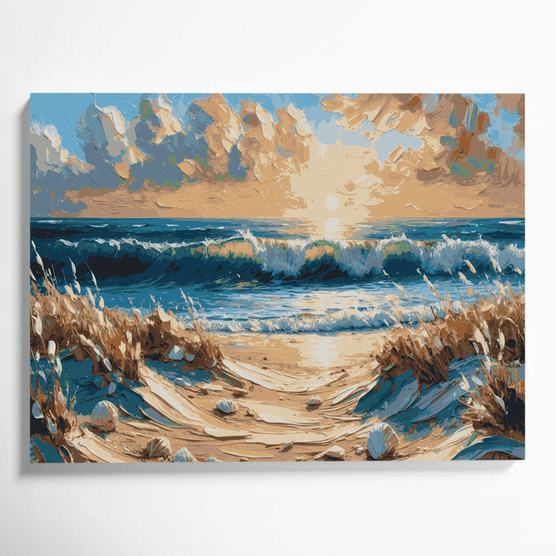 «Coastal Sunny Beach», art mural sur toile brune, H 12 po x l 18 po