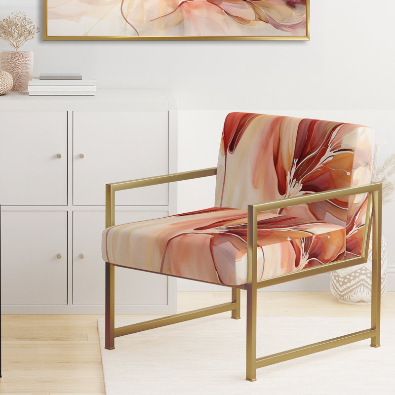 Chaise d'appoint rembourrée Peach Petal Dance, Doré