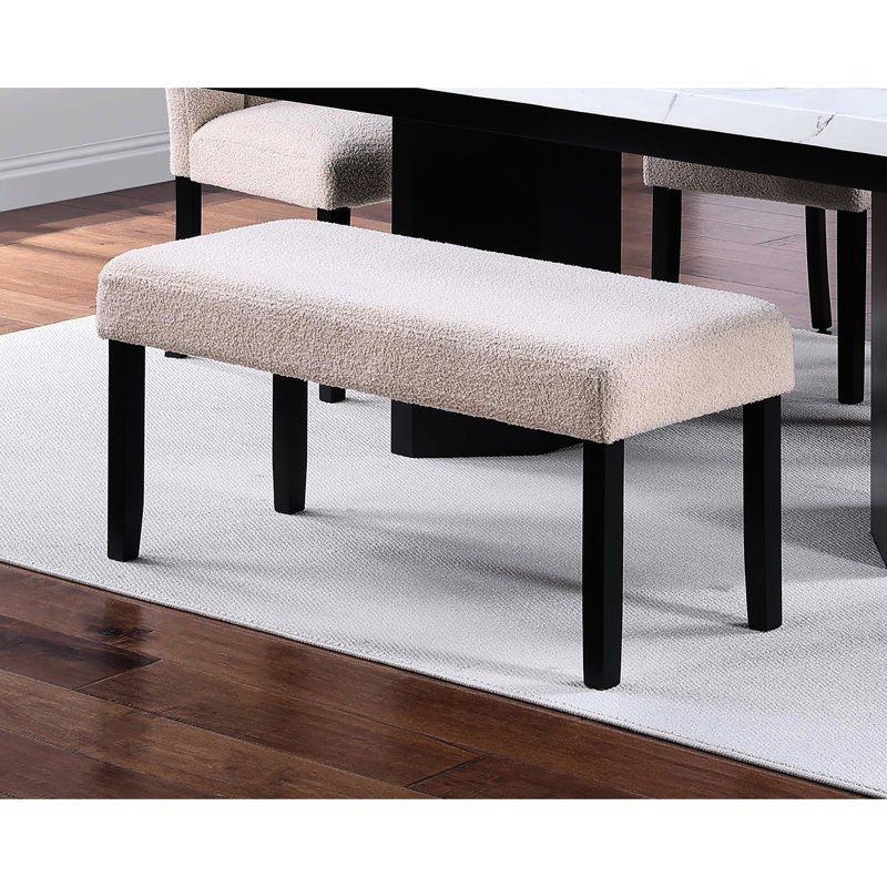 Modern Contemporary 1Pc Dining Bench With Soft Fabric Upholstered, Black Tapered Legs, 41" X 16" 19" H For Room Neutral Color, Upholstered Seat, Area
