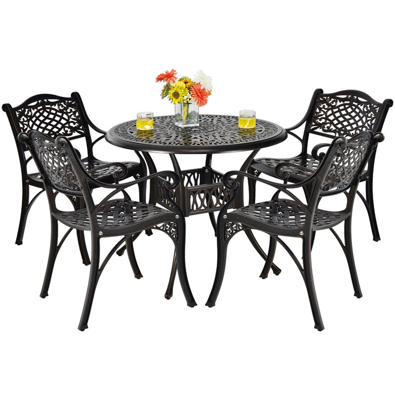 Ensemble bistro rond en aluminium pour 4 personnes 36 po Wolbach