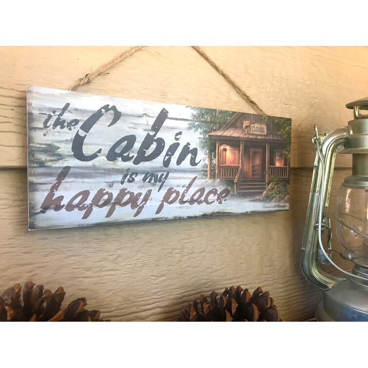 Glow Decor Wooden Sign with Rope Hanger Cabin Happy Place Wayfair