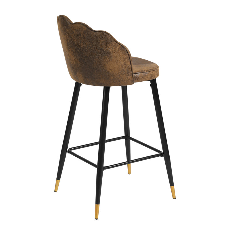 Kindig Upholstered Counter Stool with Metal Frame, Brown, Gold