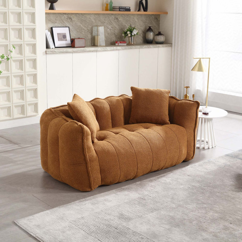 Boneless Sofas Chenille Sofa, Bean Bag, Yellow
