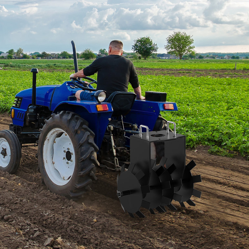 Charrue à charrue à disque robuste de 32 po pour VTT / UTV - Attelage Global 2 po - Hauteur réglable - Idéal pour la culture du sol, le nivellement, l'ensemencement, l'amélioration des récoltes - Barre de traction - Couleur: noir